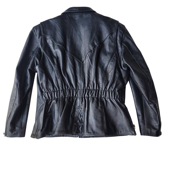 Wild Ride Women's Vintage Black Leather Fitted Motorcycle Jacket Lined 22 XL - Picture 6 of 13
